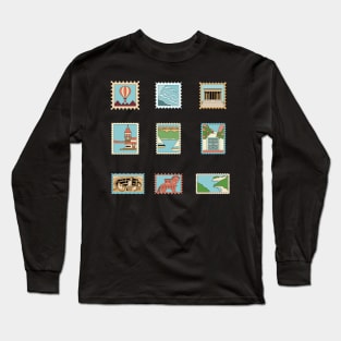 Turkey Stamp Collection(Cappadocia, İstanbul) Long Sleeve T-Shirt